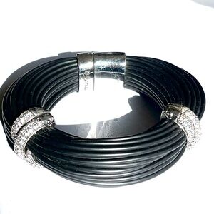 Belle Étoile Black Multi-Strand Sterling Silver Modern Edgy Bracelet 6.5”